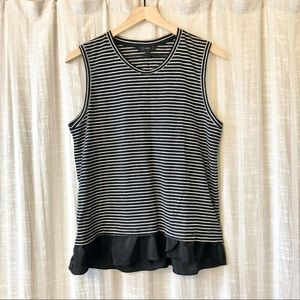 J. Crew Black White Striped Ruffle Tank Top Medium